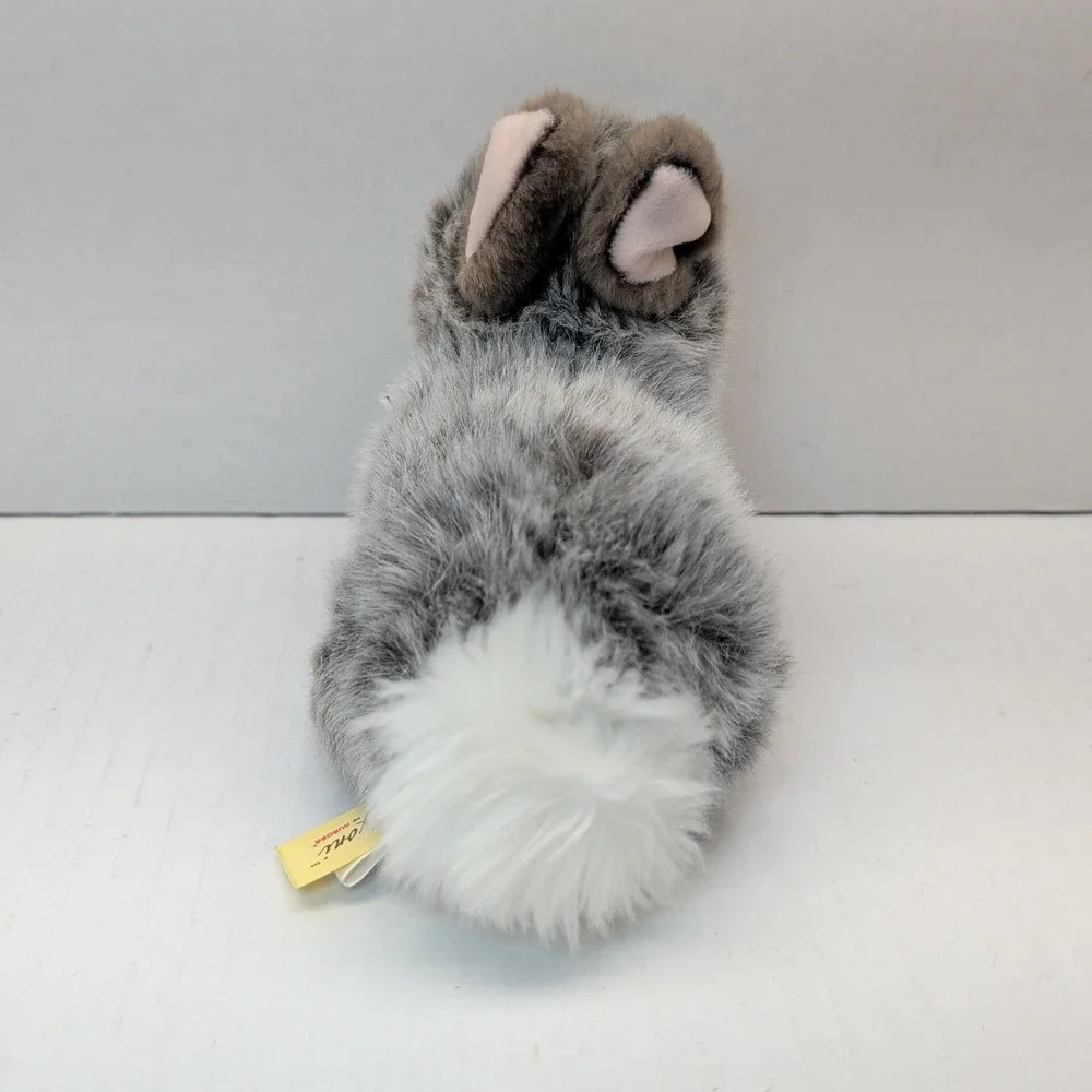 Miyoni by Aurora Grey White Bunny Rabbit Plush Stuffed Animal 7 Inch 2016